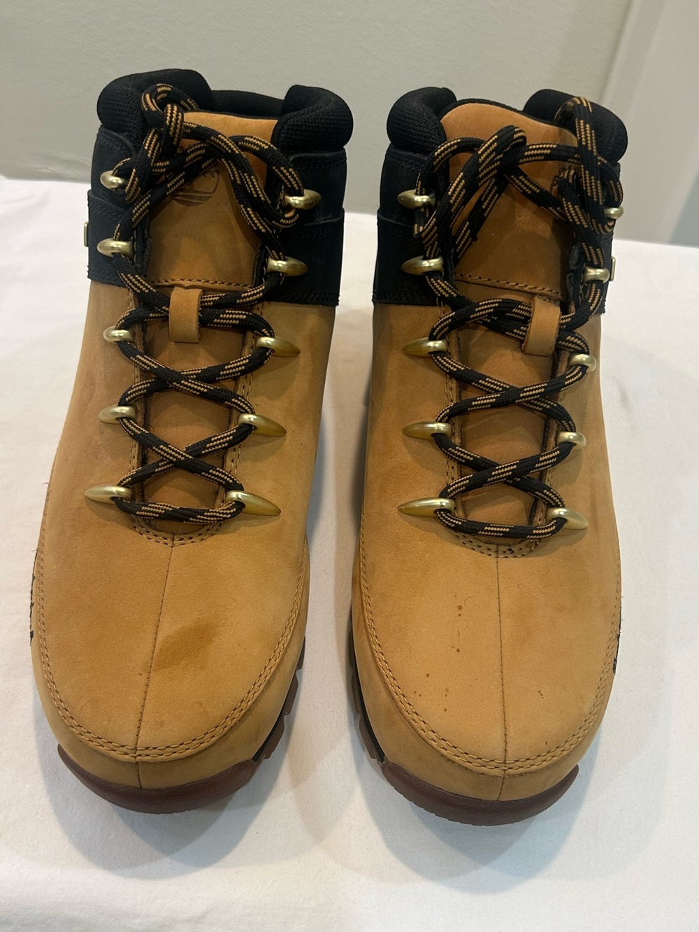 Timberland Wheat Nubuck Hiking Boots with Black Collar